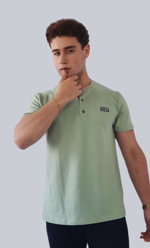 Henley Verde Tela Piqué - Imagen 3