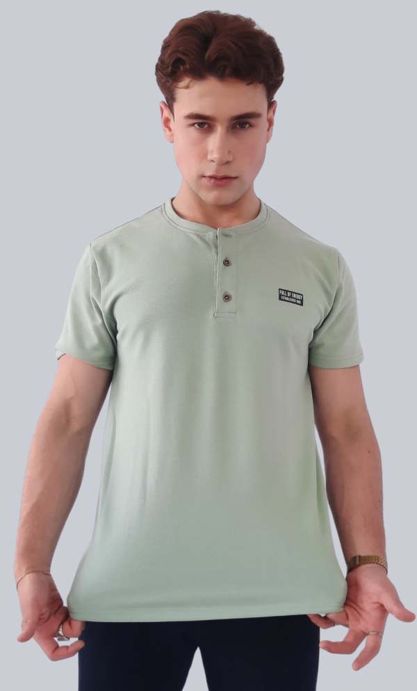 Henley Verde Tela Piqué - Imagen 2