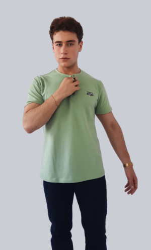Henley Verde Tela Piqué