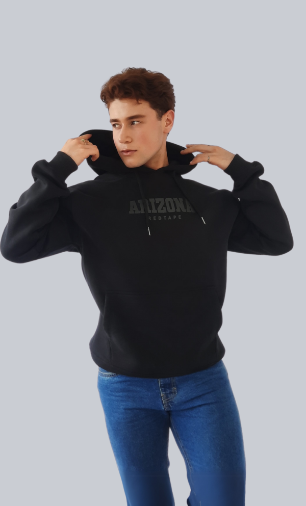 Hoddie Negro de Algodón con Estampado - Imagen 3
