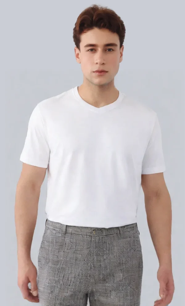 Camisa Cuello V de Algodón